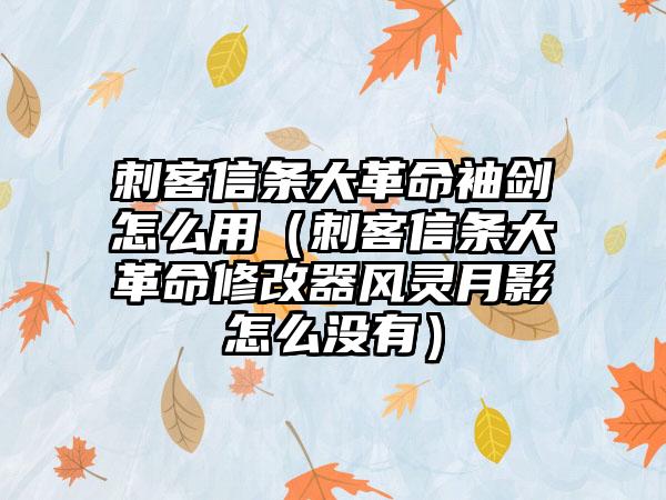 刺客信条大革命袖剑怎么用（刺客信条大革命修改器风灵月影怎么没有）