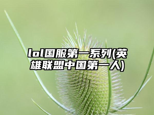 lol国服第一系列(英雄联盟中国第一人)