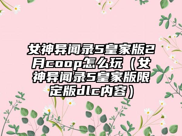 女神异闻录5皇家版2月coop怎么玩（女神异闻录5皇家版限定版dlc内容）