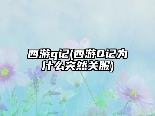 西游q记(西游Q记为什么突然关服)