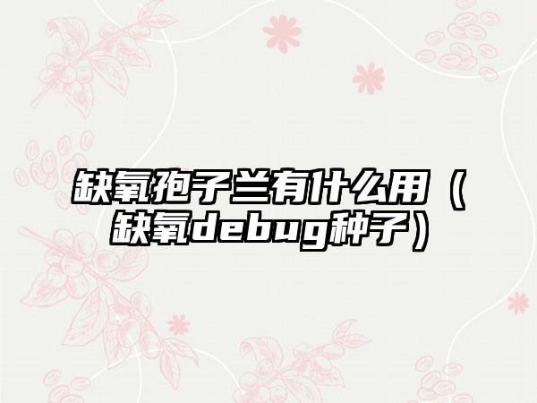 缺氧孢子兰有什么用（缺氧debug种子）