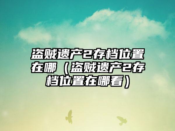 盗贼遗产2存档位置在哪（盗贼遗产2存档位置在哪看）