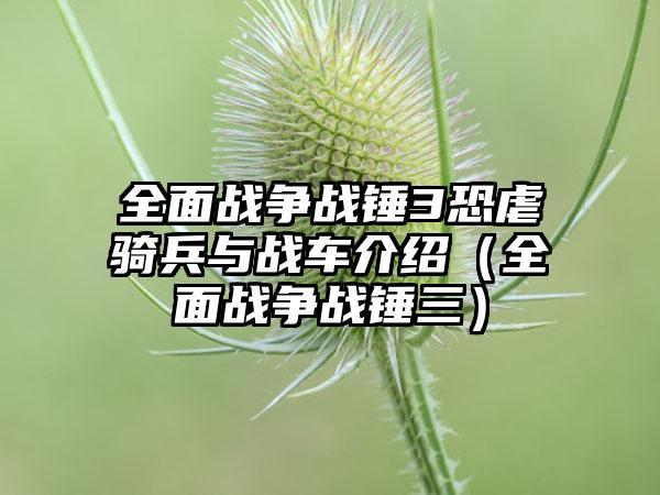 全面战争战锤3恐虐骑兵与战车介绍（全面战争战锤三）