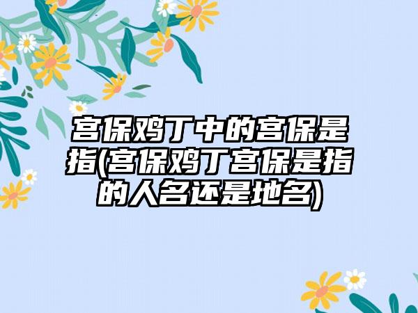 宫保鸡丁中的宫保是指(宫保鸡丁宫保是指的人名还是地名)