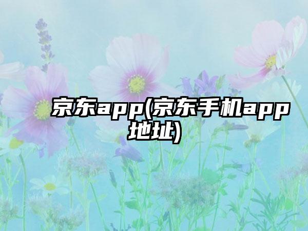 京东app(京东手机app地址)