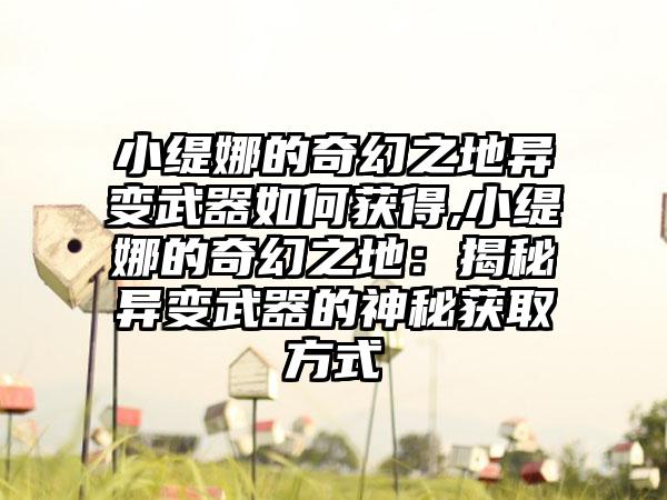小缇娜的奇幻之地异变武器如何获得,小缇娜的奇幻之地：揭秘异变武器的神秘获取方式