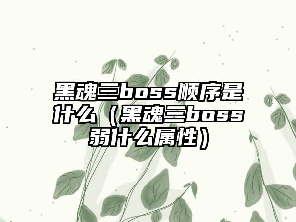 黑魂三boss顺序是什么（黑魂三boss弱什么属性）