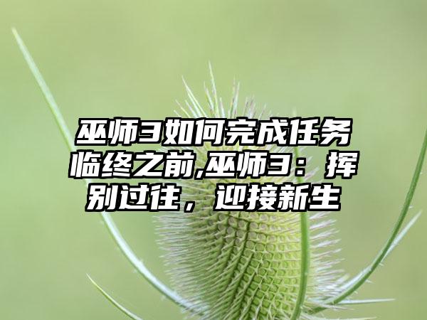 巫师3如何完成任务临终之前,巫师3：挥别过往，迎接新生
