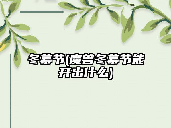 冬幕节(魔兽冬幕节能开出什么)