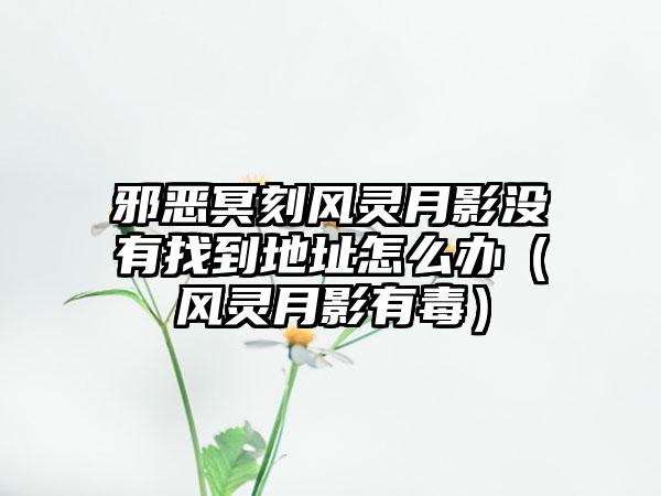 邪恶冥刻风灵月影没有找到地址怎么办（风灵月影有毒）