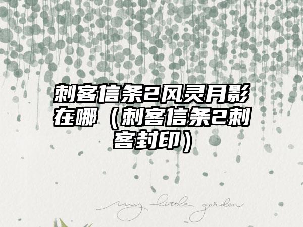 刺客信条2风灵月影在哪（刺客信条2刺客封印）