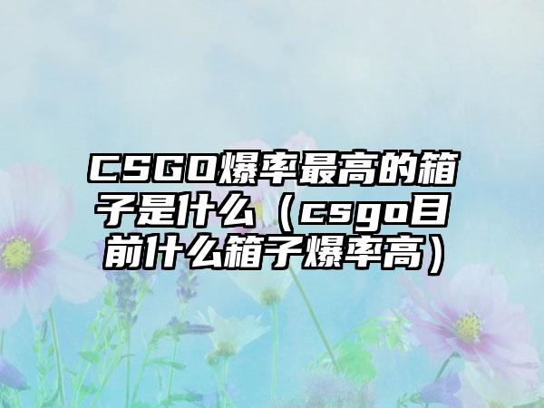 CSGO爆率最高的箱子是什么（csgo目前什么箱子爆率高）