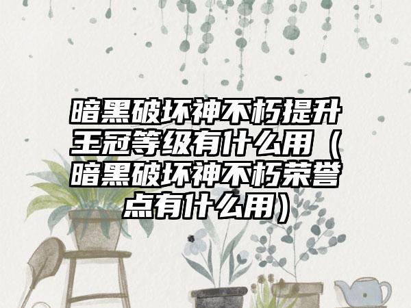 暗黑破坏神不朽提升王冠等级有什么用（暗黑破坏神不朽荣誉点有什么用）
