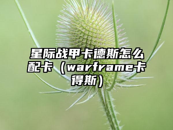 星际战甲卡德斯怎么配卡（warframe卡得斯）