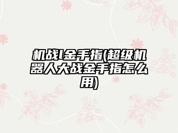 机战l金手指(超级机器人大战金手指怎么用)