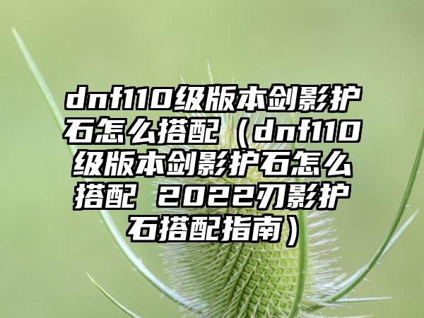 dnf110级版本剑影护石怎么搭配（dnf110级版本剑影护石怎么搭配 2022刃影护石搭配指南）