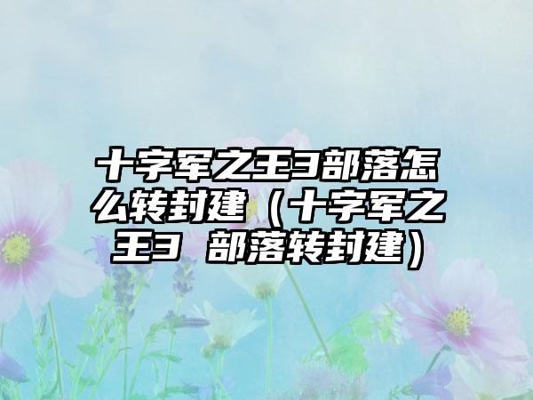 十字军之王3部落怎么转封建（十字军之王3 部落转封建）