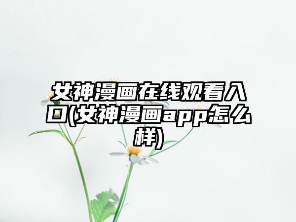 女神漫画在线观看入口(女神漫画app怎么样)