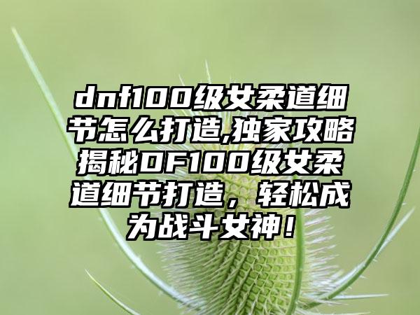 dnf100级女柔道细节怎么打造,独家攻略揭秘DF100级女柔道细节打造，轻松成为战斗女神！