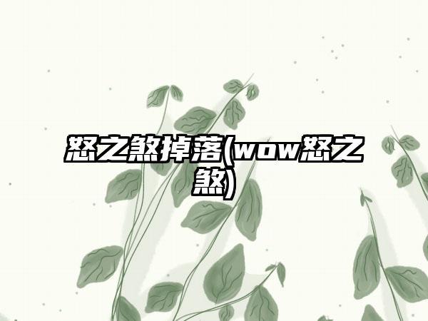 怒之煞掉落(wow怒之煞)