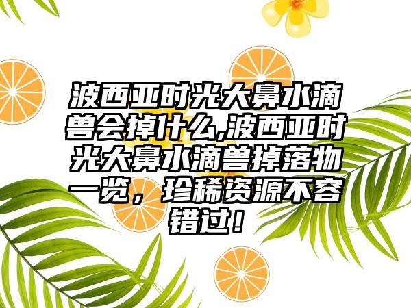 波西亚时光大鼻水滴兽会掉什么,波西亚时光大鼻水滴兽掉落物一览，珍稀资源不容错过！