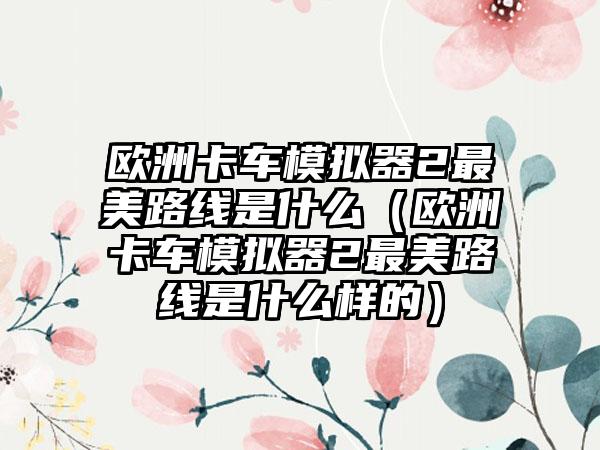 欧洲卡车模拟器2最美路线是什么（欧洲卡车模拟器2最美路线是什么样的）