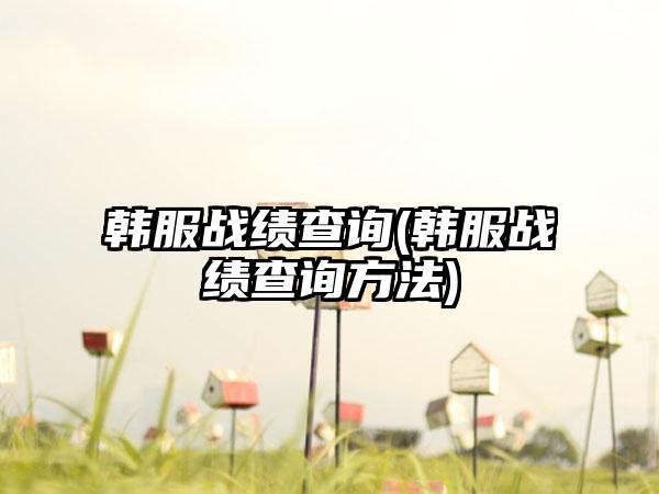 韩服战绩查询(韩服战绩查询方法)