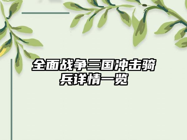 全面战争三国冲击骑兵详情一览