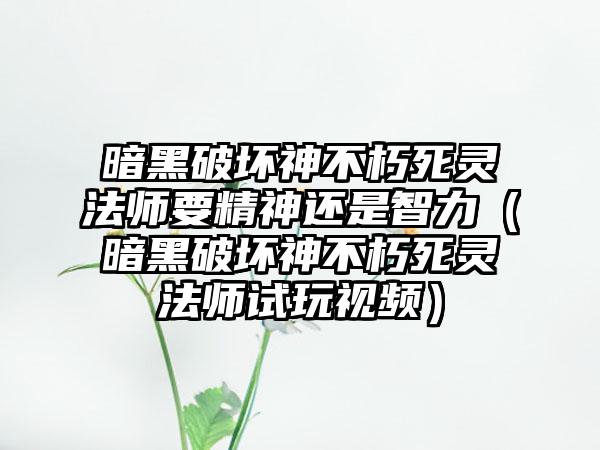 暗黑破坏神不朽死灵法师要精神还是智力（暗黑破坏神不朽死灵法师试玩视频）