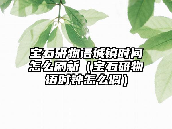 宝石研物语城镇时间怎么刷新（宝石研物语时钟怎么调）