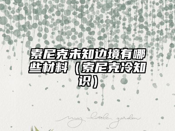 索尼克未知边境有哪些材料（索尼克冷知识）