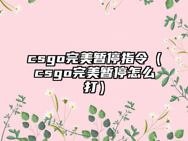 csgo完美暂停指令（csgo完美暂停怎么打）