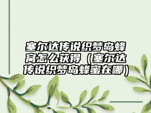 塞尔达传说织梦岛蜂窝怎么获得（塞尔达传说织梦岛蜂蜜在哪）