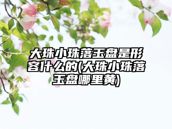 大珠小珠落玉盘是形容什么的(大珠小珠落玉盘哪里黄)
