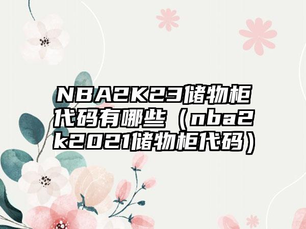 NBA2K23储物柜代码有哪些（nba2k2021储物柜代码）