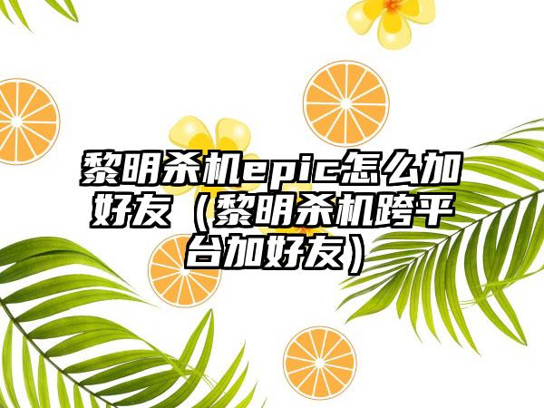 黎明杀机epic怎么加好友（黎明杀机跨平台加好友）