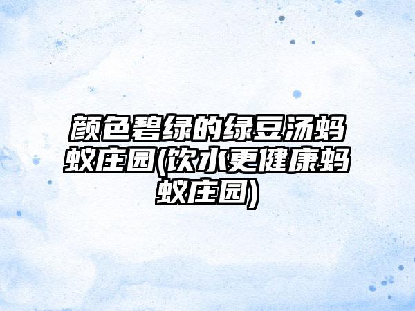 颜色碧绿的绿豆汤蚂蚁庄园(饮水更健康蚂蚁庄园)