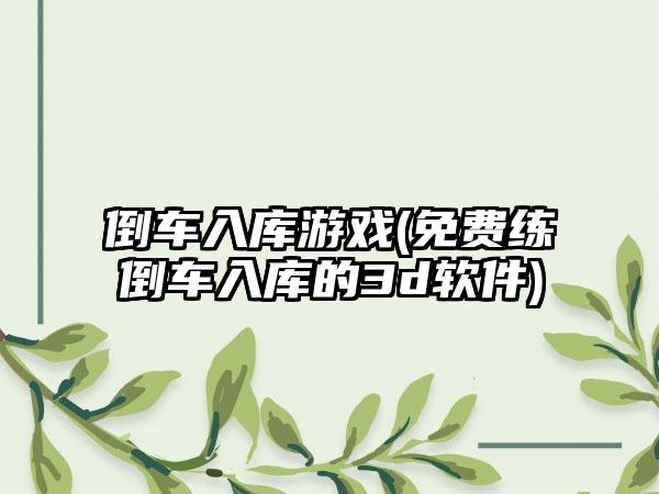 倒车入库游戏(免费练倒车入库的3d软件)