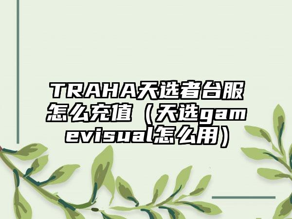 TRAHA天选者台服怎么充值（天选gamevisual怎么用）