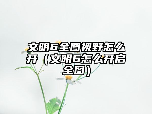 文明6全图视野怎么开（文明6怎么开启全图）