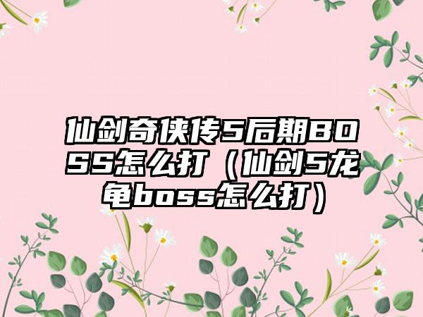 仙剑奇侠传5后期BOSS怎么打（仙剑5龙龟boss怎么打）