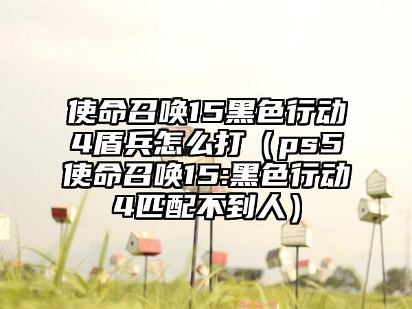 使命召唤15黑色行动4盾兵怎么打（ps5使命召唤15:黑色行动4匹配不到人）