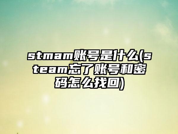 stmam账号是什么(steam忘了账号和密码怎么找回)