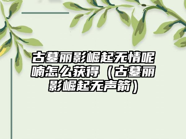 古墓丽影崛起无情呢喃怎么获得（古墓丽影崛起无声箭）