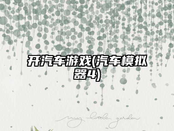 开汽车游戏(汽车模拟器4)