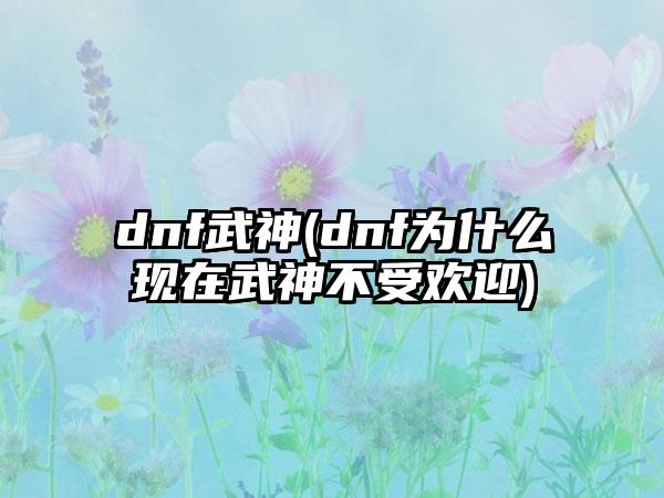dnf武神(dnf为什么现在武神不受欢迎)