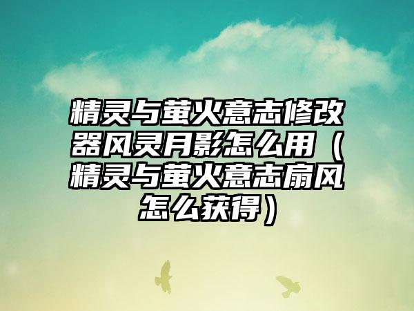 精灵与萤火意志修改器风灵月影怎么用（精灵与萤火意志扇风怎么获得）
