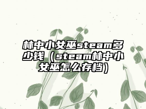 林中小女巫steam多少钱（steam林中小女巫怎么存档）