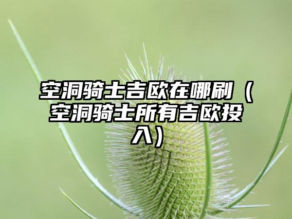 空洞骑士吉欧在哪刷（空洞骑士所有吉欧投入）