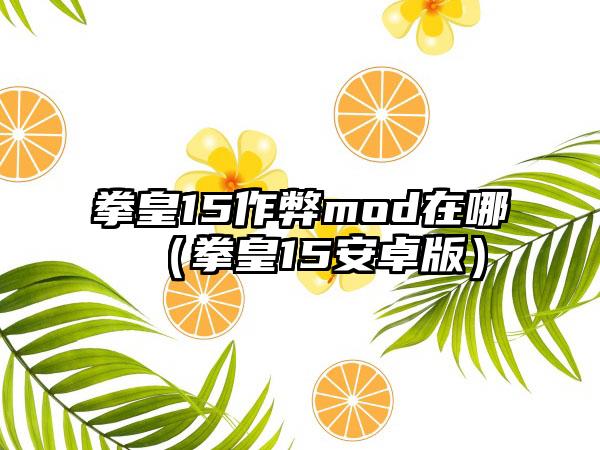 拳皇15作弊mod在哪（拳皇15安卓版）